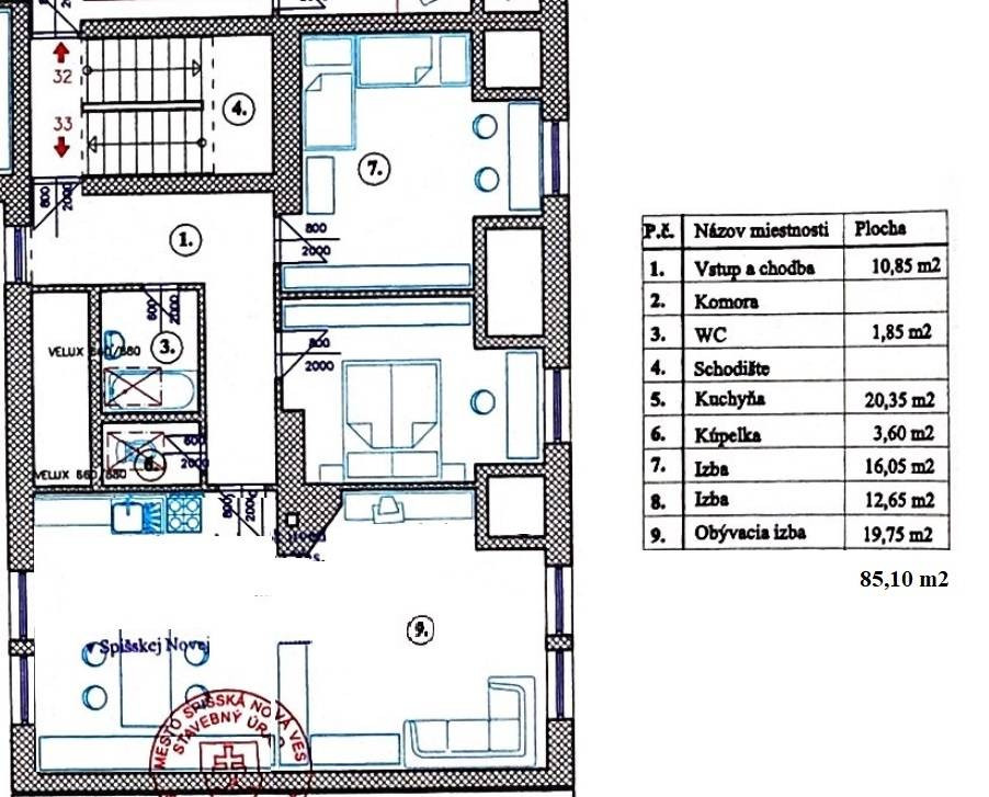 Rozostavaný 3+1 (85 m2) centrum Spišská Nová Ves