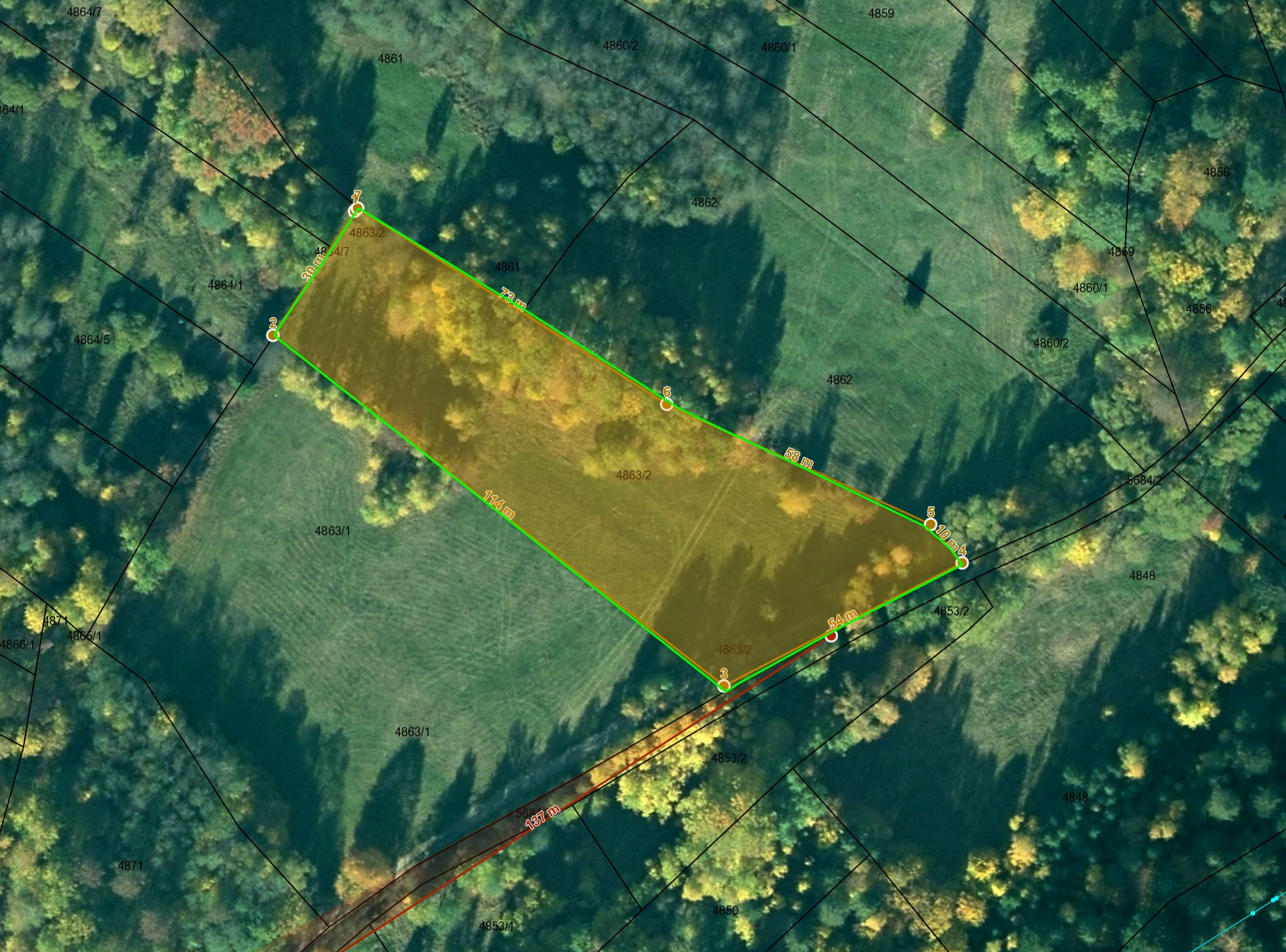 Pozemok v obci Stará Voda (GL) - 4870m2 - extravilán obce
