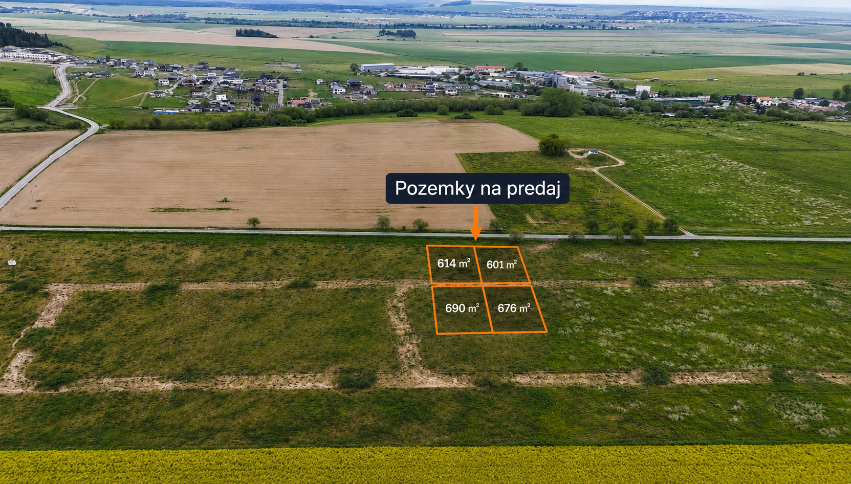 Predaj 4 stavebných pozemkov v Mlynici - ZVÝHODNENÁ CENA !