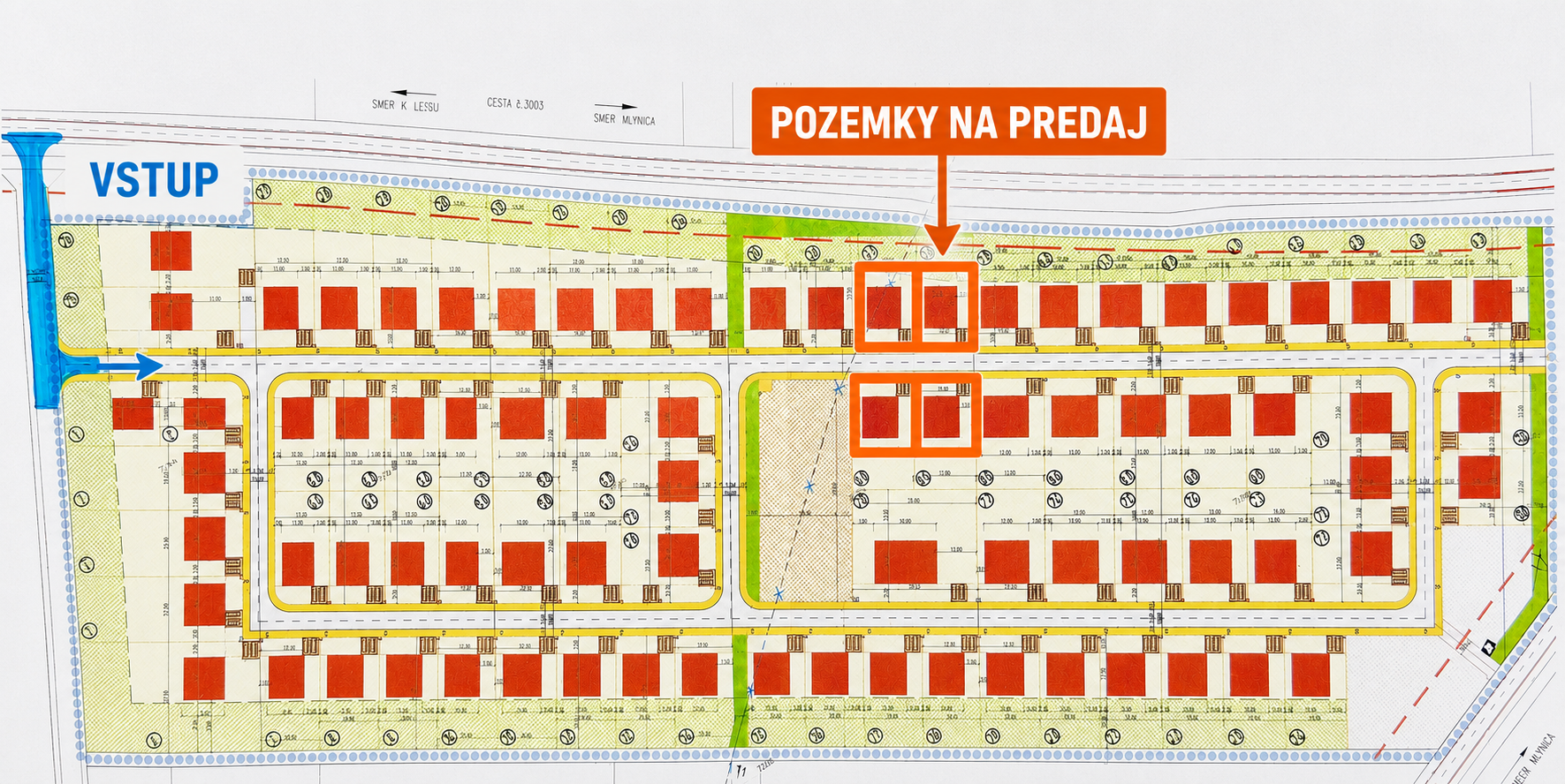 Predaj 4 stavebných pozemkov v Mlynici - ZVÝHODNENÁ CENA !