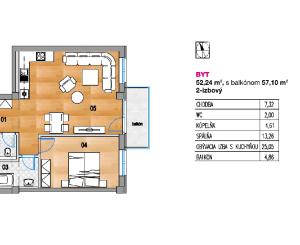 Byt 2+1 (60 m2) s balkónom Nám. Iglovia, Spišská Nová Ves