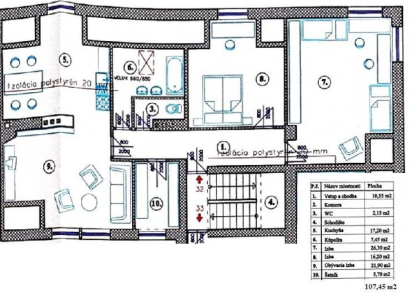Rozostavaný 3+1 (107 m2) centrum Spišská Nová Ves