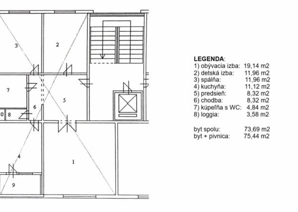VEĽKÝ BYT 3+1 (75 m2) loggia, sídl. Západ Levoča