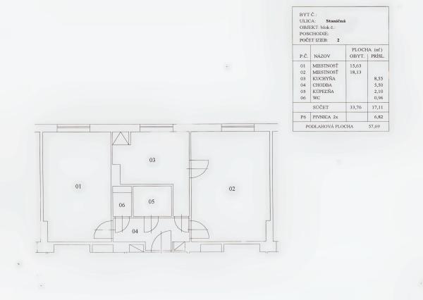 Tehlový byt 2+1 (58 m2) ul. Staničná Smižany