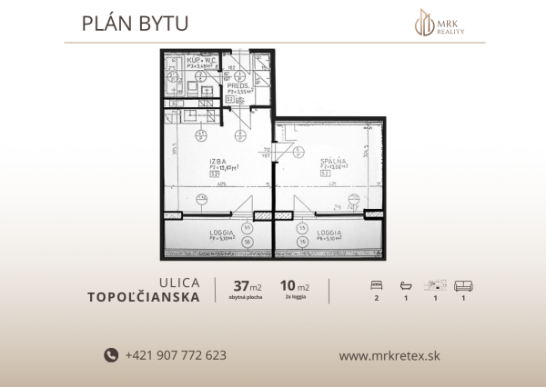Prenájom 2-izbového bytu s loggiou, pivnicou a klimatizáciou