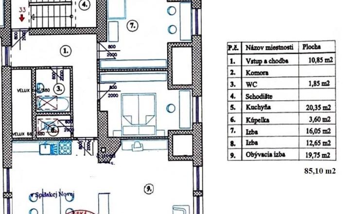 Rozostavaný 3+1 (85 m2) centrum Spišská Nová Ves - fotografia 7